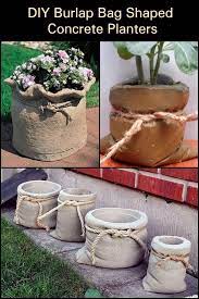 Diy Burlap Bag Shaped Concrete Planters The Garden Diy Concrete Planters Diy Burlap Bags Concrete Diy Projects