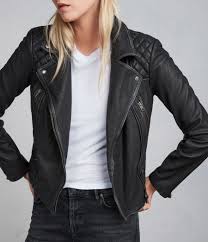 Womens Cargo Leather Biker Jacket Black Grey Leather Jacket Outfits All Saints Leather Jacket Leather Jackets Women