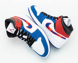 The classic silhouette of the aj1 has seen a range of eclectic makeups, but this colorway may raise the bar by combining a seemingly endless spectrum of disparate hues. Nike Air Jordan 1 Mid Multicolor Swoosh Sneaker Releases Dead Stock
