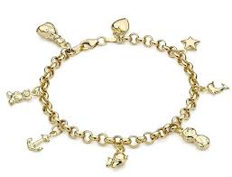 carissima gold 9ct yellow gold 8 charm semi hollow round belcher bracelet of 19cm 7 5 quot classic bracelets bracelets gold charm bracelet