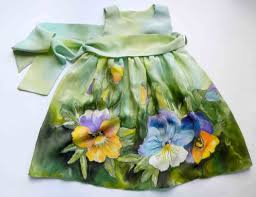 Floral embroidery patterns by handiworks:flowers and florals are popular embroidery motifs and are available in a range of styles from classic to. Flower Silk Dress Hand Painted For Kids Green Dress Yellow Flowers Made To Order Hand Painted Dress Flower Silk Dresses Painted Clothes