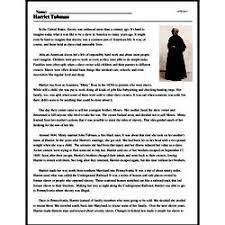 Harriet Tubman Reading Comprehension Worksheet Edhelper