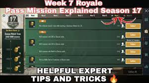 Season 17 Week 7 Royale Pass Mission Explained Pubg Mobile Week 7 All Rp Missions Pubg Season 17 Youtube