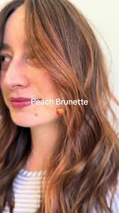 🍑 Peach Brunette 🍑 #peachhair #summerhair #balayagehair #brunettebalayage  #slchair #slchairstylist #utahhairstylist