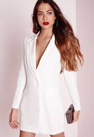 Missguided Long Sleeve Blazer Dress White Vestido E Blaser Looks Casaco Social Feminino