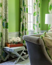 Dining Room With Apple Green Walls And Beautiful Curtains In Christopher Farr Carnival Verde Huds Living Room Green Curtains Living Room Light Green Walls