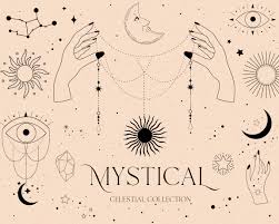 神秘的な天体太陽月魔法のクリップアート、宇宙の難解な手振り、星座、神秘的な月太陽ロゴ占星術のクリップアート PNG - Etsy 日本