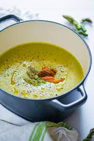 Creamy Cream Of Asparagus Soup Without Cream With Spicy Ginger And Chili And Coconut Milk Soup Recipes Asparagus Soup Delicious Healthy Recipes