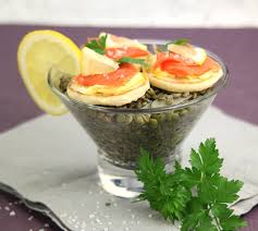 Recette Salade De Lentilles Vertes Citronnees Et Blinis De Saumon Recette Salade De Lentilles Recette Salade Lentilles Envie De Bien Manger