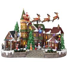Animated christmas village with music, ferris wheel and. Home Accents Holiday 12 5 In Animated Musical Led Village With Santa Sleigh Nm X11647fa The Home Depot