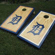 Detroit Tigers Cornhole Set Old English D With Sports Stripe Boarder Cornhole Designs Cornhole Set Cornhole Boards