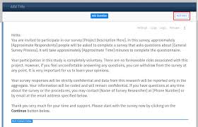 Fill in blanks italicized language (add/delete) as appropriate to your research. Introduction Text With Acceptance Check Box Intro Text How To Questionpro Help Document