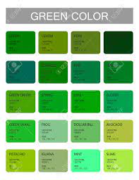 The hex, rgb and cmyk codes are in the table below. Green Color Codes And Names Selection Of Colors For Design Interior And Illustration Poster Royalty Free Cliparts Vectors And Stock Illustration Image 121961991
