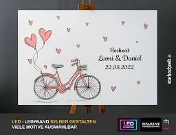 Auch als geschenk kann man dem brautpaar damit eine große freude machen. Neu Led Gastebild Selber Gestalten Leinwand Hochzeit Fahrrad Herzen