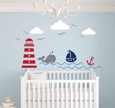 theme nautique autocollant sticker mural de chambre de bebe nursery decor boy nautical baby nursery baby nursery decor