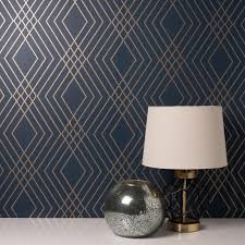 This stunning navy backdrop is regal and relaxing, and also easy to style. Shard Trellis Navy Wallpaper Fine Decor Fd42605 Wonderwall By Nobletts