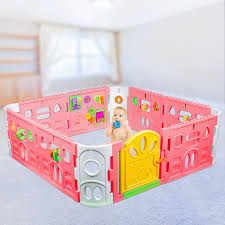 Baby Playpen With Gate And Activities 1 6m Square Pink Nanny Annie
