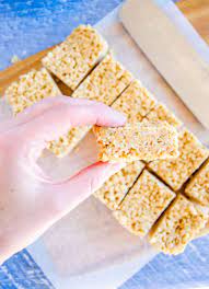 No Bake Rice Bubble Oat Slice Low Sugar Rice Krispie Treat Recipe Rice Bubbles Rice Bubble Recipes Oat Slice