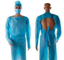Disposable PPE Blue White CPE Gown Plastic Isolation Gown with Cheap Price in Stock