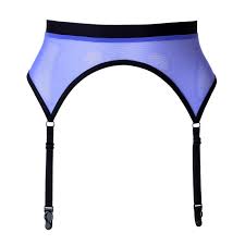 Tired of having common garter belts. Blue Mesh Four Strap Garter Belt With Wide Elastic By Flash