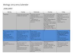 Biology 2013 2014 Calendar January Monday Tuesday