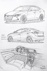 Car Drawing 160114 2016 Hyundai Elantra Prisma On Paper Kim J H Car Drawings Car Artwork Car Drawing Pencil