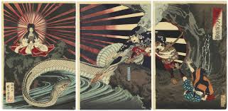 Mitsukuni Defying The Skeleton Spectre Invoked By Princess Takiyasha Shirai Toshinobu Ii 1866 1903 Japanese Woodblock Printing Japanese Art Traditional Japanese Art