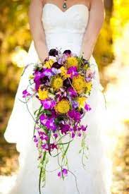 Great prices on home décor. Yellow Purple Cascade Wedding Bouquet I M Going For Fall Colors Oranges Reds Yellow Sunflower Wedding Bouquet Wedding Bouquets Cascading Wedding Bouquets