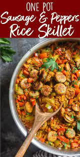 One Pot Sausage And Rice Skillet Recipe Chicken Sausage Recipes Easy One Pot Meals Sausage Recipes