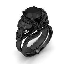 Women S Gothic Black Diamond Engagement Wedding Skull Stylle Ring Set 925 Silver Skull Engagement Ring Skull Wedding Ring Gothic Engagement Ring