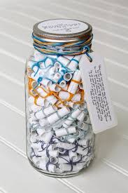 Why not fill a jar with slips of paper every time something awesome happens, and pick one up at random when you feel down. 365 Message Filled 64 Oz Mason Jar Personalized Multi Colored Fun Wish Jar Mason Jars Jar Jar Gifts