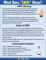 Swol Meaning What Does Swol Mean With Useful Conversations 7 E S L Learn English Words Internet Slang Words Slang Words