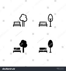 Park Icon Design Park Bench Tree Public Space Garden Icon Logo Vector Symbol Set Sign Design Button Space Icons Icon Public Space