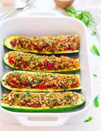 Zucchini is low in calories, carbs and high in fiber. Stuffed Zucchini Boats With Sausage And Parmesan Wellplated Com