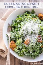 This Easy Recipe For Kale Caesar Salad Is Made With Tender Massaged Kale And A Traditional Homemade Caesa Clean Eating Recipes Yummy Salad Recipes Caesar Salad