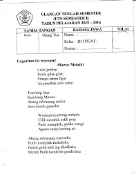 Sastri basa / kelas 10. Contoh Geguritan Bahasa Jawa Tentang Guru Seputaran Guru