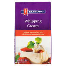 Whipping cream made from cow's milk, homogenized, uht treated, stabilizer (e407). Emborg Whipping Cream 1l Tesco Groceries