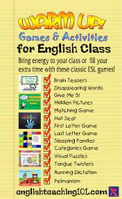 Esl Warm Up Activities With Powerpoint Download English Teaching 101 Esl Warm Up Activities Esl Vocabulary Esl Lessons