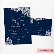 Navy Blue Wedding Invitation Rsvp Card Set Kit By Chubbysparrow Undangan Pernikahan Undangan Pernikahan