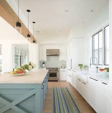 The island was lowered to one level surface. Blue Shiplap Kitchen Island With Blue Wood X Trim Cottage Kitchen