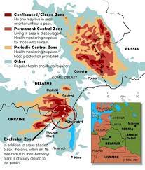 Chernobyl Map Color Map Of The Contaminated Areas Surrounding Chernobyl History Chernobyl Map Checkup