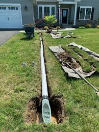 How many downspouts can i run into a single 4 pvc pipe within the 200 ft length? 220 French Drain Ideas French Drain Yard Drainage Drainage Solutions