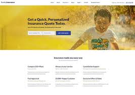 Additionally the website features a modified homepage design, with a quick quote lead form just below the main photo, as well as large product photos and a simple footer. Insurance Company Agency Responsive Template Ease Template