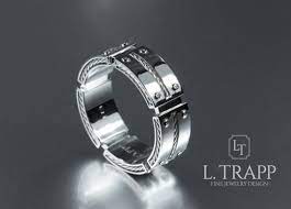 Men S Wedding Band Male Jewelry Rope Cord Ring Industrial Style 14k White Gold We Mens Wedding Bands Lab Created Diamond Rings Engagement Wedding Rings