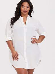 Plus Size White Button Shirt Dress Swim Cover Up Ivory Alternate Button Shirt Women Plus Size Shirt Dress Women Shirts Blouse