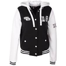 Black And White Varsity Jacket Black And White Hooded Button Up Varsity Jacket Jackets Cute Jackets Clothes