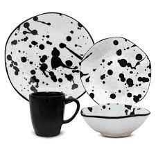 It has a skull and crossbones painted in the bottom and is 3.5 by 4.5 holding a full 8 oz. Manhattan Comfort Ryo 32 Piece Casual Black And White Porcelain Dinnerware Set Service For 8 2 Rm16 9605 The Home Depot