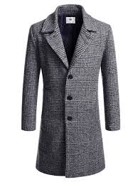 Black And White Check Coat Mens Nksc7042 Thelees Mens Slim Fit Check Pattern Wool Blend Long Single Top Coat With Images Mens Winter Fashion Coat Top Coat