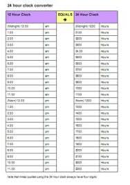 Time Clock Hours Chart Military Time Conversion Chart