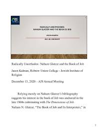 In this lesson, we will examine some examples of figurative language in this work, as well as their roles in the story. Pdf Radically Unorthodox Nahum Glatzer And The Book Of Job Jason Kalman Academia Edu